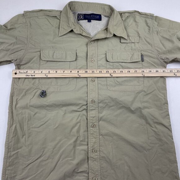 Go Fish Adventure Apparel Button Up Fishing Shirt Men’s M Roll Tab Sleeve - Picture 3 of 14